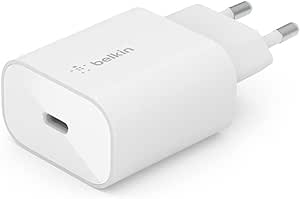 Belkin BoostCharge chargeur secteur 25 W avec PPS, USB-C Power Delivery, chargeur USB C, chargeur rapide pour iPhone 15, 14, Galaxy S24, S23, iPad, Google Pixel, Galaxy Tab, Z Fold, etc.