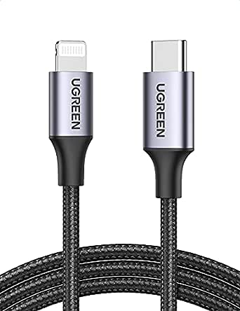 UGREEN Câble Lightning vers USB C MFi Certifié Nylon Tressé Chargeur iPhone Rapide Compatible avec iPhone 14 Plus Pro Max 13 12 11 SE 2022 XR XS iPad Pro 2017 AirPods Pro (2M)