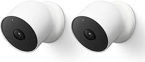 Google Nest Cam (extérieur/intérieur, Batterie) Caméra de sécurité – Caméra WiFi Intelligente – sans Fil, Lot de 2