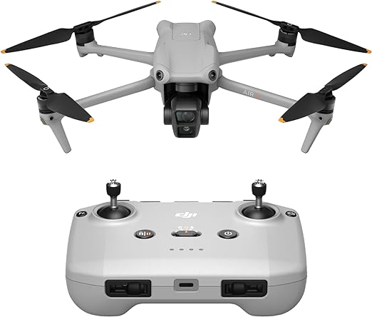 DJI Air 3 (DJI RC-N2), drone à télécam. moy. et double caméra principale grand-angle, temps de vol max. 46 min, détection d’obstacles omnidirect., photos 48 MP, vidéo HDR 4K/60 ips, O4, C1 certifié