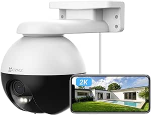 EZVIZ C8W Pro 2K Camera Surveillance WiFi Extérieure à 360° avec Suivi Auto, Détection de Forme Humaine/Véhicule, Vision Nocturne en Couleur, Audio Bidirectionnel, IP65 Etanche, Défense Active, H.265