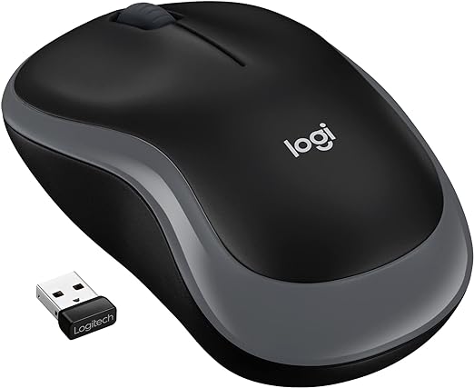 Logitech M185 Souris Sans Fil, 2.4 GHz avec Mini Récepteur USB, Longévité de la Pile 12 Mois, Résolution du Capteur 1000 PPP, Ambidextre, Compatible PC, Mac, Ordinateur Portable - Gris/Noir