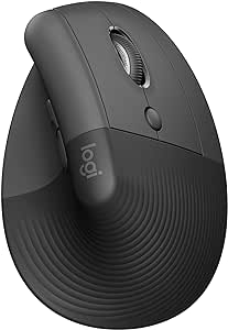 Logitech Lift Souris Ergonomique Verticale, Sans Fil, Bluetooth ou récepteur USB Logi Bolt, Silencieuse, 4 boutons, Compatible avec Windows/macOS/iPadOS, Ordinateur Portable, PC - Graphite