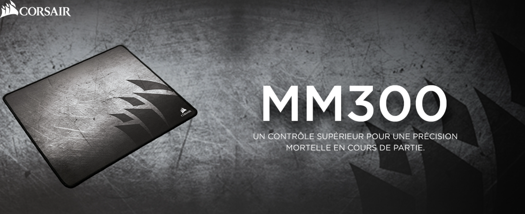 Corsair MM300 Tapis de Souris focus Gaming (Moyen, Anti-Effilochement) Noir/Gris